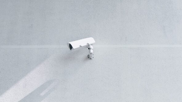 Security camera on the wall