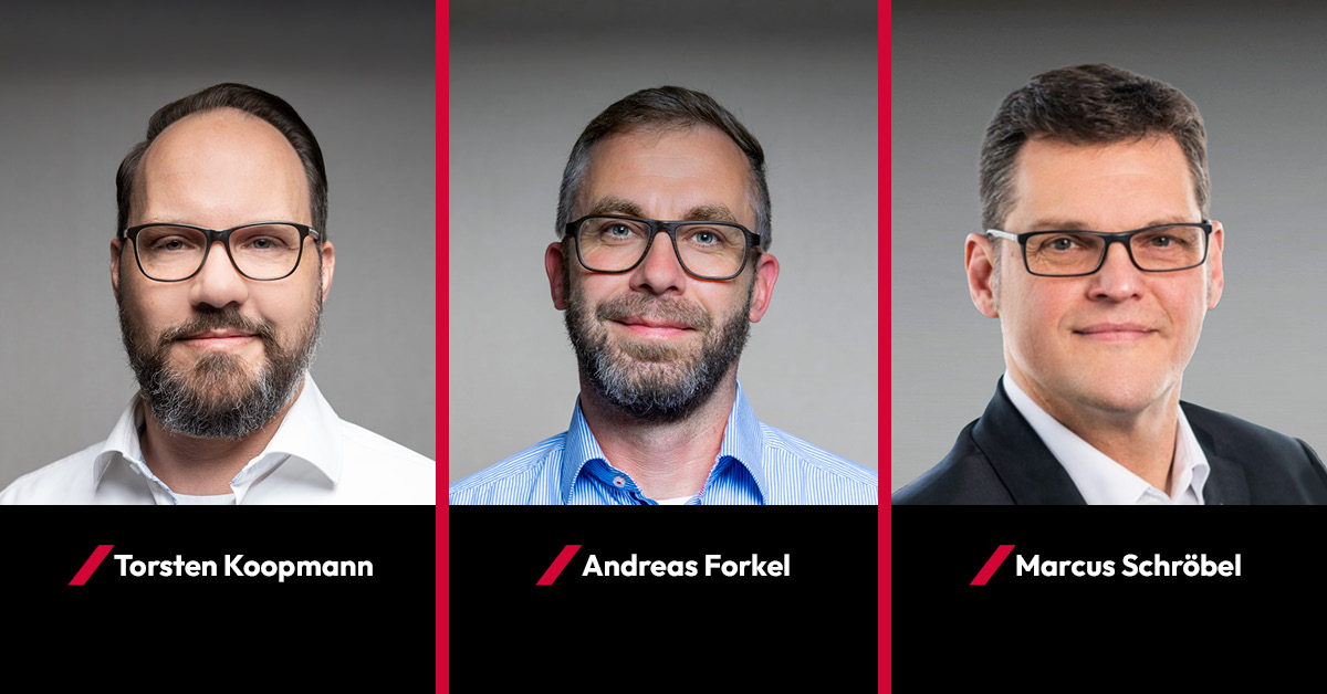 Head of Sales Torsten Koopmann, Head of Consulting Andreas Forkel, Head of Project Management Marcus Schröbel